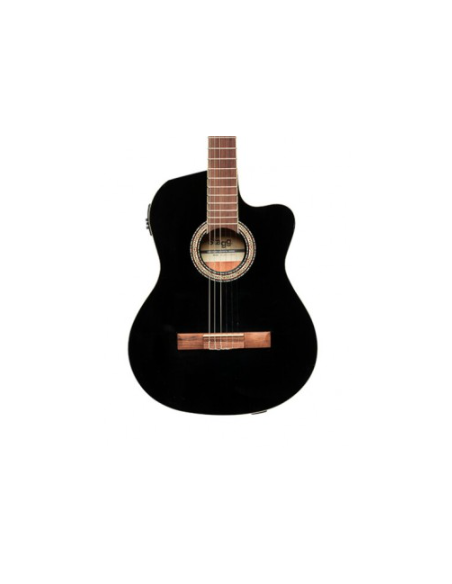 Guitare classique électro-acoustique noire Stagg avec accordeur intégré et  préampli