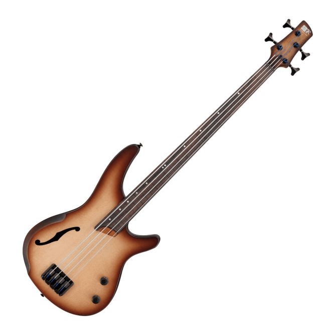 Ibanez SRH500F-NNF Bass Workshop Fretless Semi-Hollow Bass Natural Browned Burst Flat