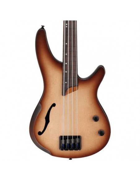 Ibanez SRH500F-NNF Bass Workshop Fretless Semi-Hollow Bass Natural Browned Burst Flat