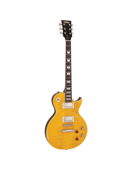 Vintage V100MR-PGM Icon Singlecut with Rosewood Fretboard Distressed Lemon Drop