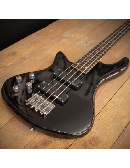 Schecter Stiletto Stage-4 Active 4-String Bass Gloss Black Left/Gaucher