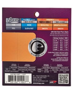 Elixir 11027 Nanoweb 80/20 Bronze Pour Guitare Acoustique Folk - Custom Light (11-52) 2