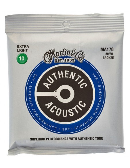 Martin MA170 Authentic Acoustic SP 80/20 Bronze Pour Guitare Acoustique Folk - Extra Light (10 - 47)