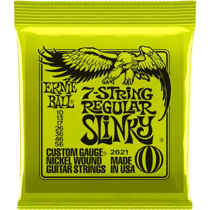 Ernie Ball 2621 7-String Regular Slinky Electric Guitar Strings, .010 - .056