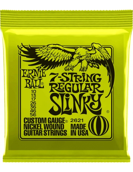 Ernie Ball 2621 7-String Regular Slinky Electric Guitar Strings, .010 - .056