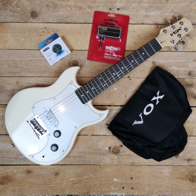 Bundle Pack Vox  SDC 1  Mini Cream White + Vox amPlug 2 Lead + Korg accordeur + housse