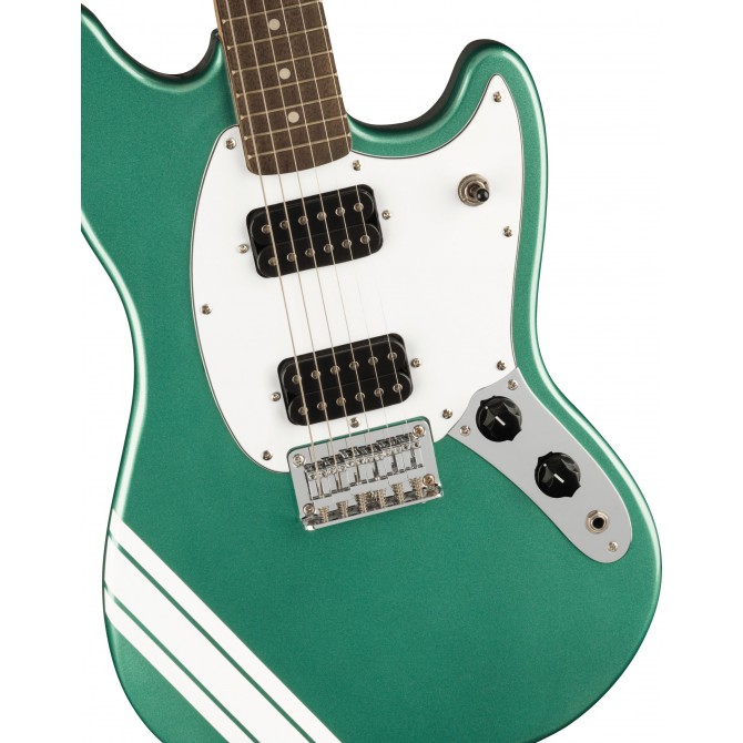 Squier FSR BULLET COMPETITION MUSTANG HH Sherwood Green with Olympic White Stripes